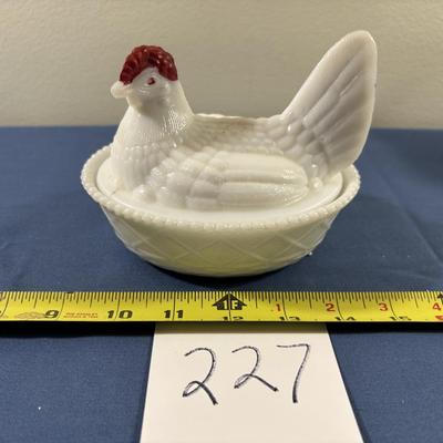 Vintage Milk Glass Hen on Nest