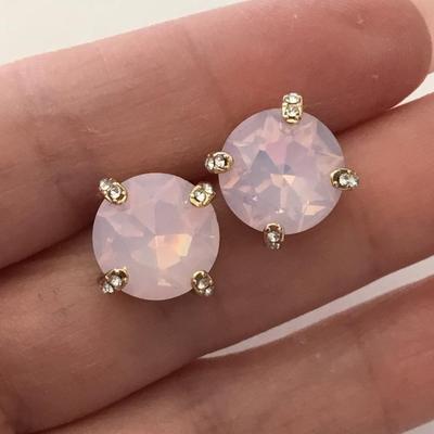 Cute Large gold, toned, pink rhinestone studded earrings