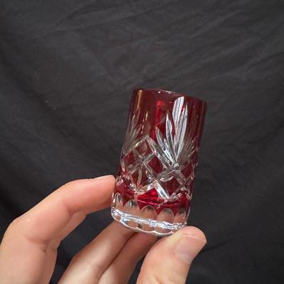 Crystal Barbara Shot Glasses w/ Sheffield Silver Co. Tray (LR-DZ)