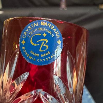Crystal Barbara Shot Glasses w/ Sheffield Silver Co. Tray (LR-DZ)