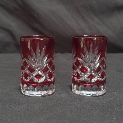 Crystal Barbara Shot Glasses w/ Sheffield Silver Co. Tray (LR-DZ)
