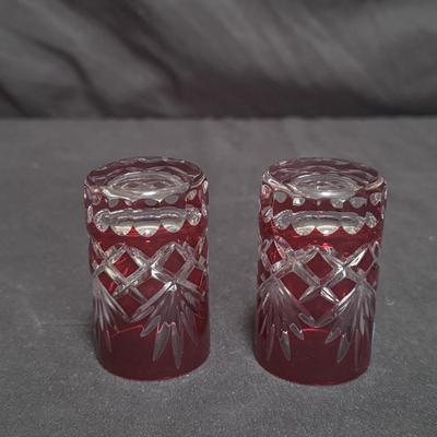 Crystal Barbara Shot Glasses w/ Sheffield Silver Co. Tray (LR-DZ)