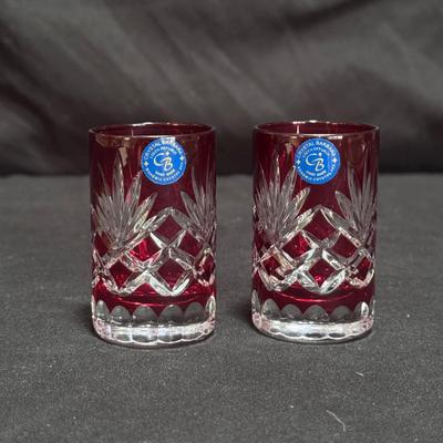 Crystal Barbara Shot Glasses w/ Sheffield Silver Co. Tray (LR-DZ)