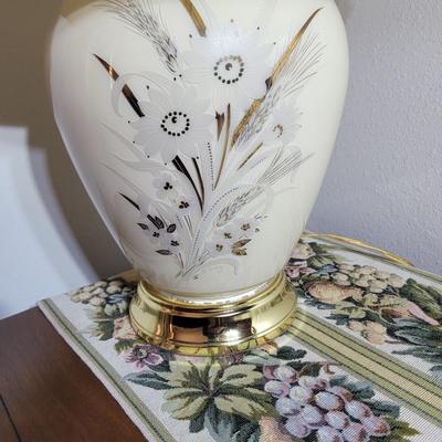 Mid century 3 way lamp with inlays
