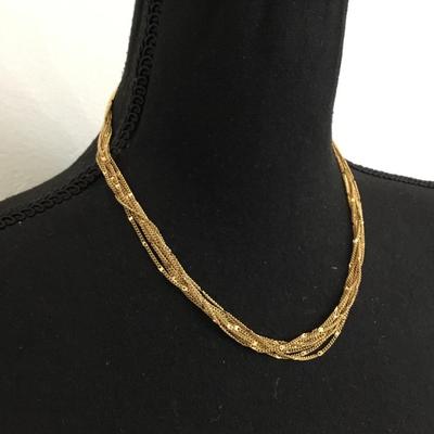 Super cute, gold tone, multi strand, chain fashion, necklace