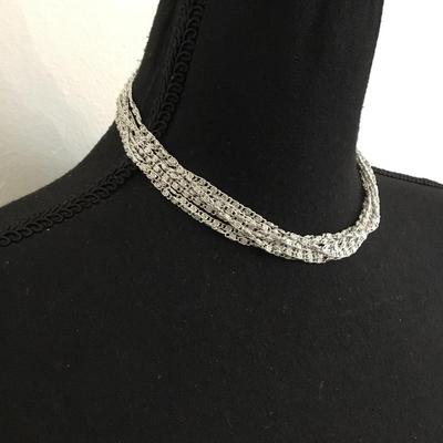 Vintage Sarah Coventry, multi layered Silvertone choker necklace