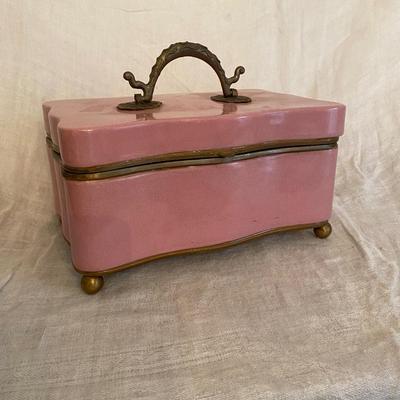 Pink glazed case with handle