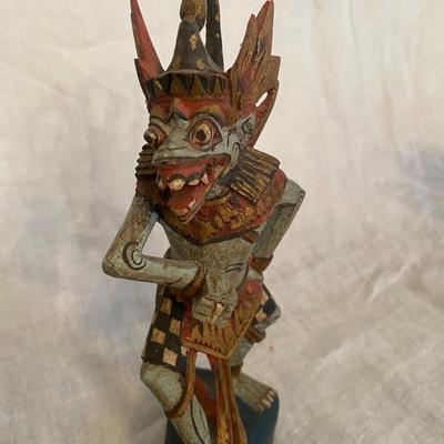 Vintage Carved Balinese Polychrome Wood