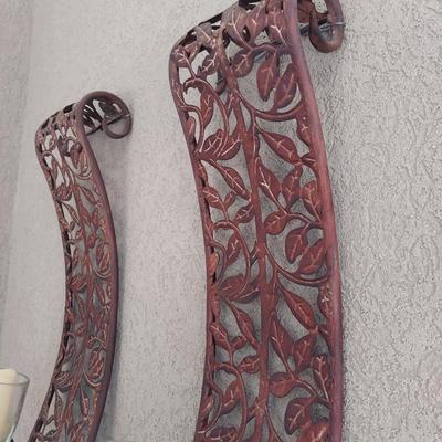 Two Rustic Metal Wall Sconces (D-BBL)