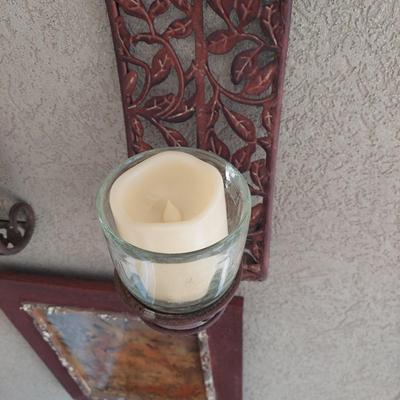 Two Rustic Metal Wall Sconces (D-BBL)