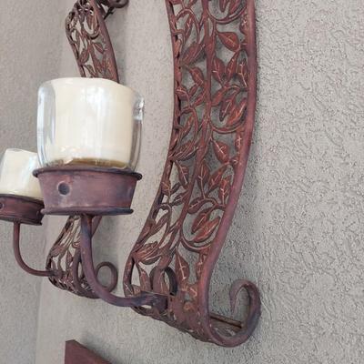 Two Rustic Metal Wall Sconces (D-BBL)