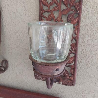 Two Rustic Metal Wall Sconces (D-BBL)