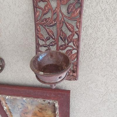 Two Rustic Metal Wall Sconces (D-BBL)
