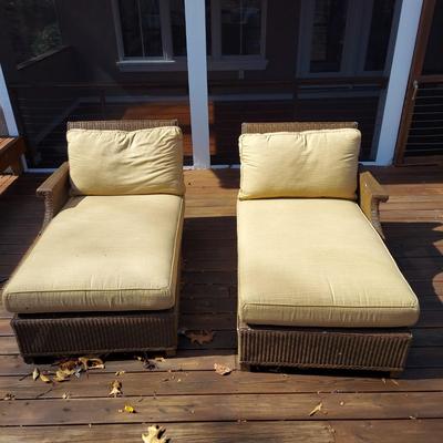 Two Lloyd Flanders Faux Rattan Wicker Loungers (D-BBL)