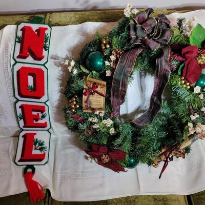 Door wreath and holiday Noel