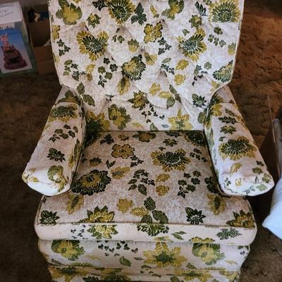 Crushed velvet mid 80s rocking and swivel chair