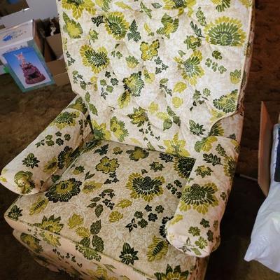 Crushed velvet mid 80s rocking and swivel chair