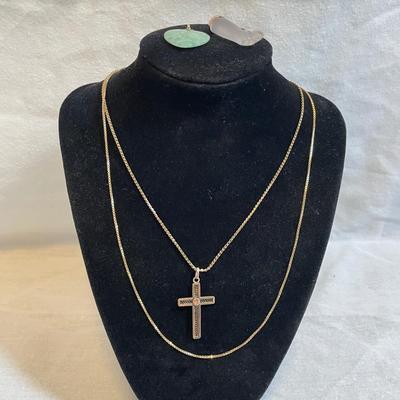 Mano Figa Pendant, Jade Heart and 14K Chain (K-SS)