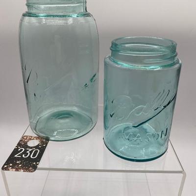 2 Blue Ball Mason Jars Vintage