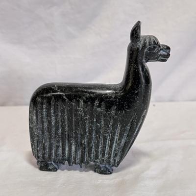 Peruvian Wooden Deer Figurine and Marble Llama (DR-DZ)