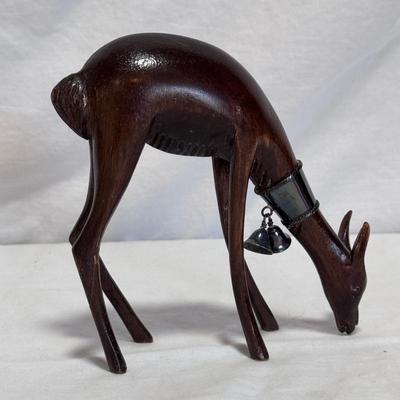 Peruvian Wooden Deer Figurine and Marble Llama (DR-DZ)