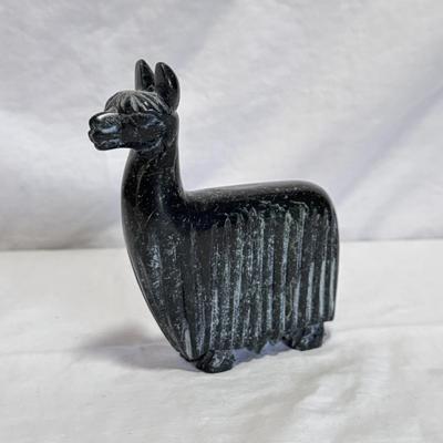 Peruvian Wooden Deer Figurine and Marble Llama (DR-DZ)
