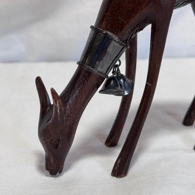 Peruvian Wooden Deer Figurine and Marble Llama (DR-DZ)