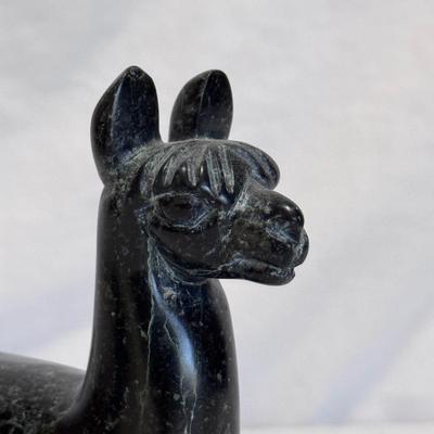 Peruvian Wooden Deer Figurine and Marble Llama (DR-DZ)