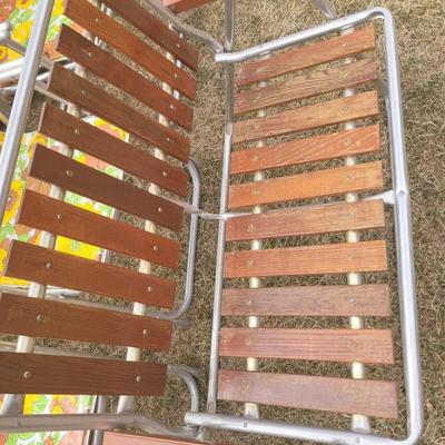 Wooden and aluminum patio chairs