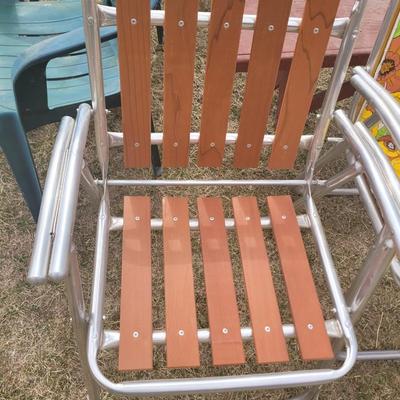 Wooden and aluminum patio chairs