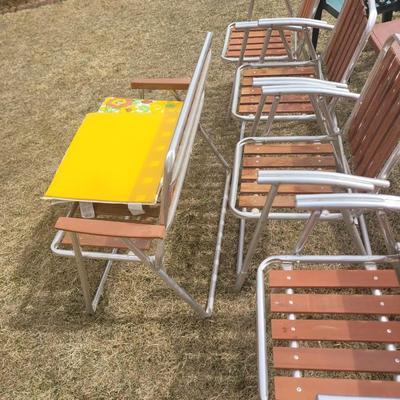 Wooden and aluminum patio chairs