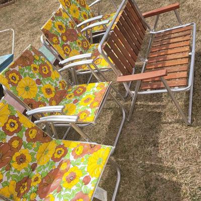 Wooden and aluminum patio chairs