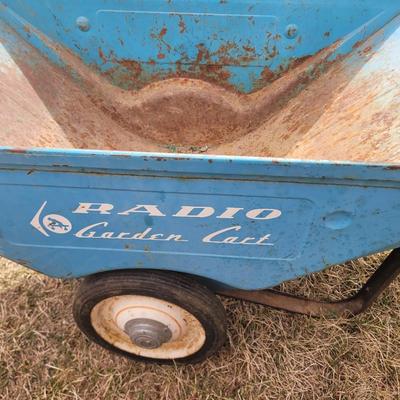 2 vintage items Radio garden cart and 1930s chair