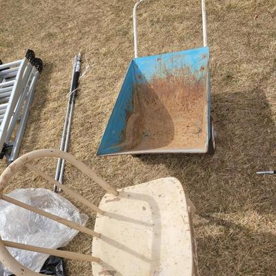 2 vintage items Radio garden cart and 1930s chair