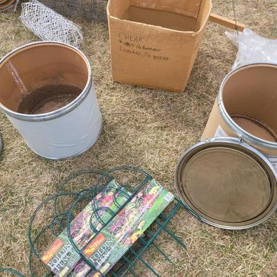 Woven wire, garden panels, 2 barrels, 2 hoses