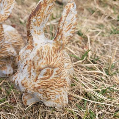 Small metal rabbits