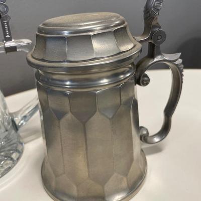 W. German glass & metal beer mugs