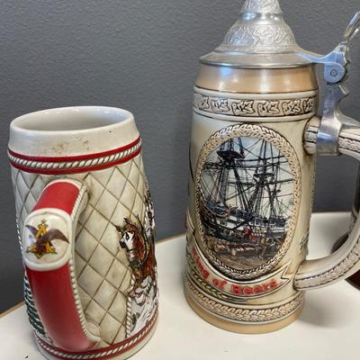 Bud and Busch Steins and mug