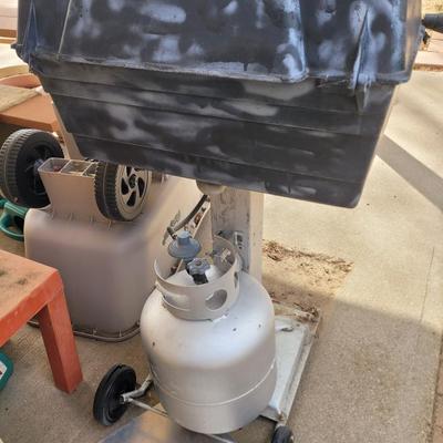60s iron grill stand with tank, portable