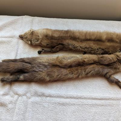 Vintage Abravanel 2 Pelt Mink Fur Stole Collar