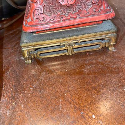 Chinese cinnabar vase as lamp