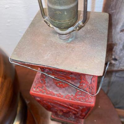 Chinese cinnabar vase as lamp