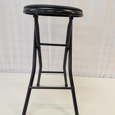 Folding Round Stool With Footrest & Padded Seat