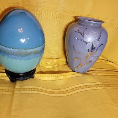 Ceramic egg and vase