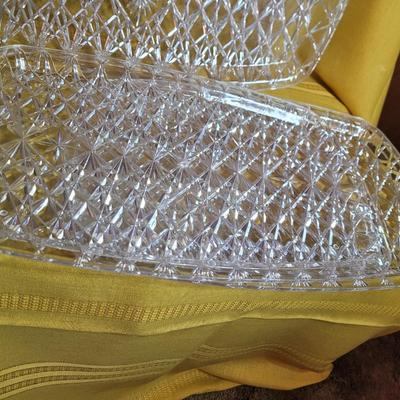3 serving trays and a crystal based cake presenter