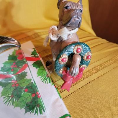 Candlelight, Xmas dog and christmas table clothes
