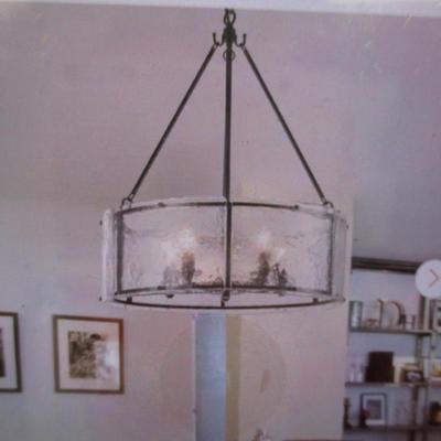 Chloe 5-Light Black Modern Chandelier Water Grained Glass