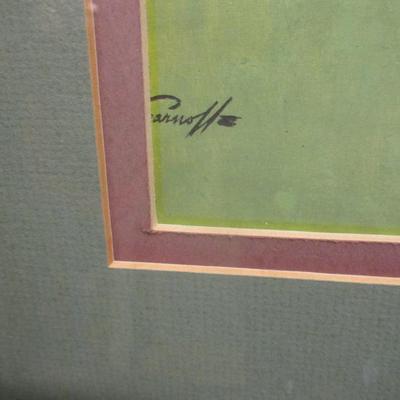 Framed Print Golf Player Out Of Sand Trap Signed Art Sarnoff Approx 22 1/4" x 18 1/4"