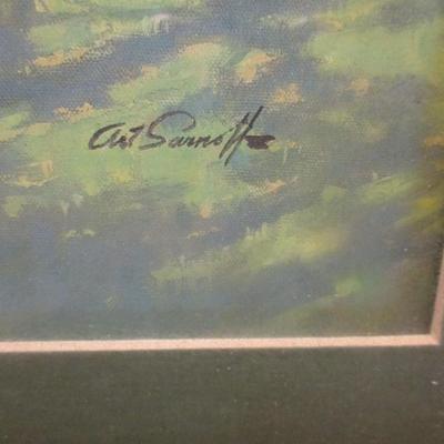 Framed Print Golf Players Signed Art Sarnoff Approx 22 1/4" x 18 1/4"