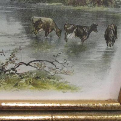 Approx 21 3/4" x 18" Cows Wading Print